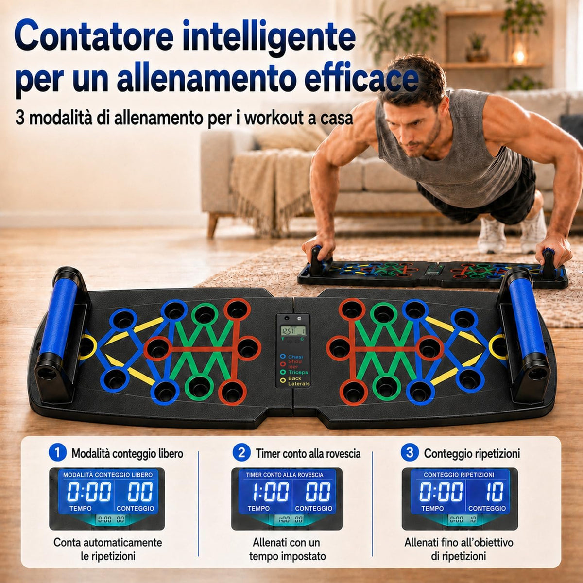 Push up Board Flessioni Attrezzi, Allenamento Palestra in Casa Home Gym, Attrezzi Palestra Casa Maniglie Push up Con Funzione Di Conteggio