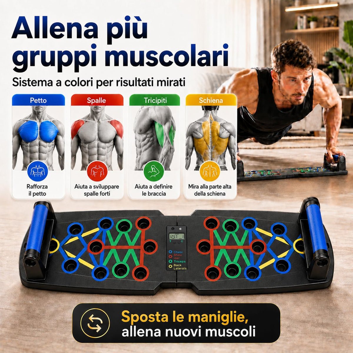 Push up Board Flessioni Attrezzi, Allenamento Palestra in Casa Home Gym, Attrezzi Palestra Casa Maniglie Push up Con Funzione Di Conteggio